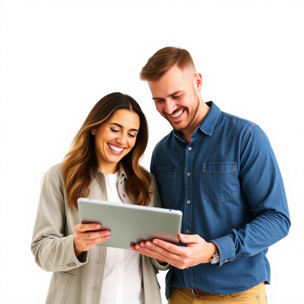 Couple looking at tablet